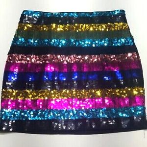 Express Sequin pull-on mini skirt. Medium